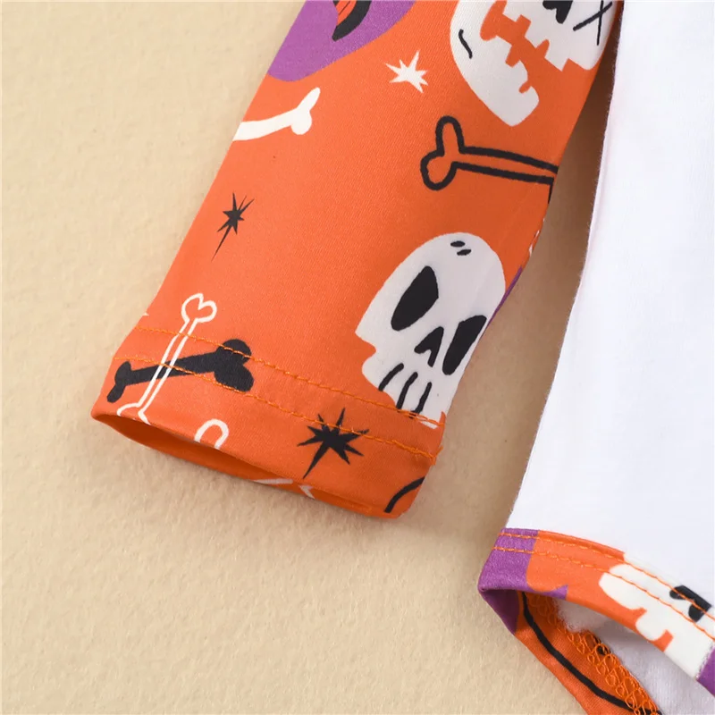 

3Pcs Toddler Boys Girls Long Sleeve Romper+Trousers,Halloween Theme Skull Cartoon Print Elastic Waist Spring Clothing,0-12Months