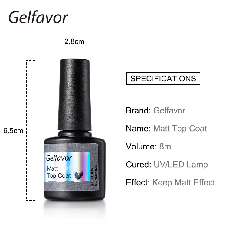 

Gelfavor Top Coat Matt Gel Nail Polish Top Base Coat Transparent Long Lasting Manicure UV Primer Gel Lacquer Nail Art Design