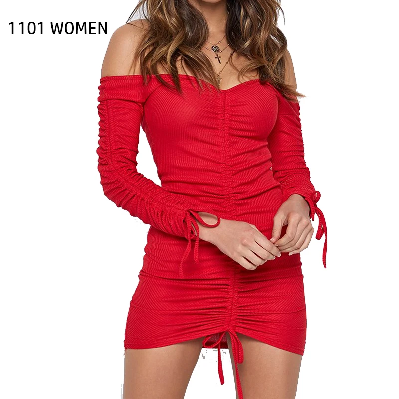 Женское платье с длинным рукавом ZA повседневное облегающее красное открытыми