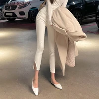 2021 white pencil pants woman skinny jeans high waist chic elastic denim pants female korean summer mom y2k jeans woman bottoms