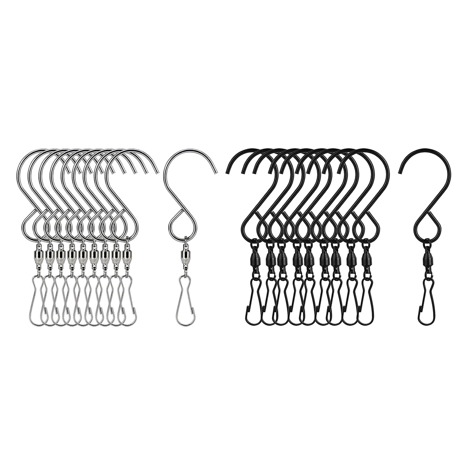 

10 Pack Stainless Swivel Hooks Clips 360° Rotating S Hook for Bird Feeders