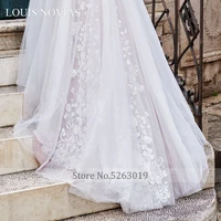 Louis Novias Backless Decal A-line Wedding Dress 2020 Deep V-neck Sleeveless Church Train Bridal Dress Vestido De Novia