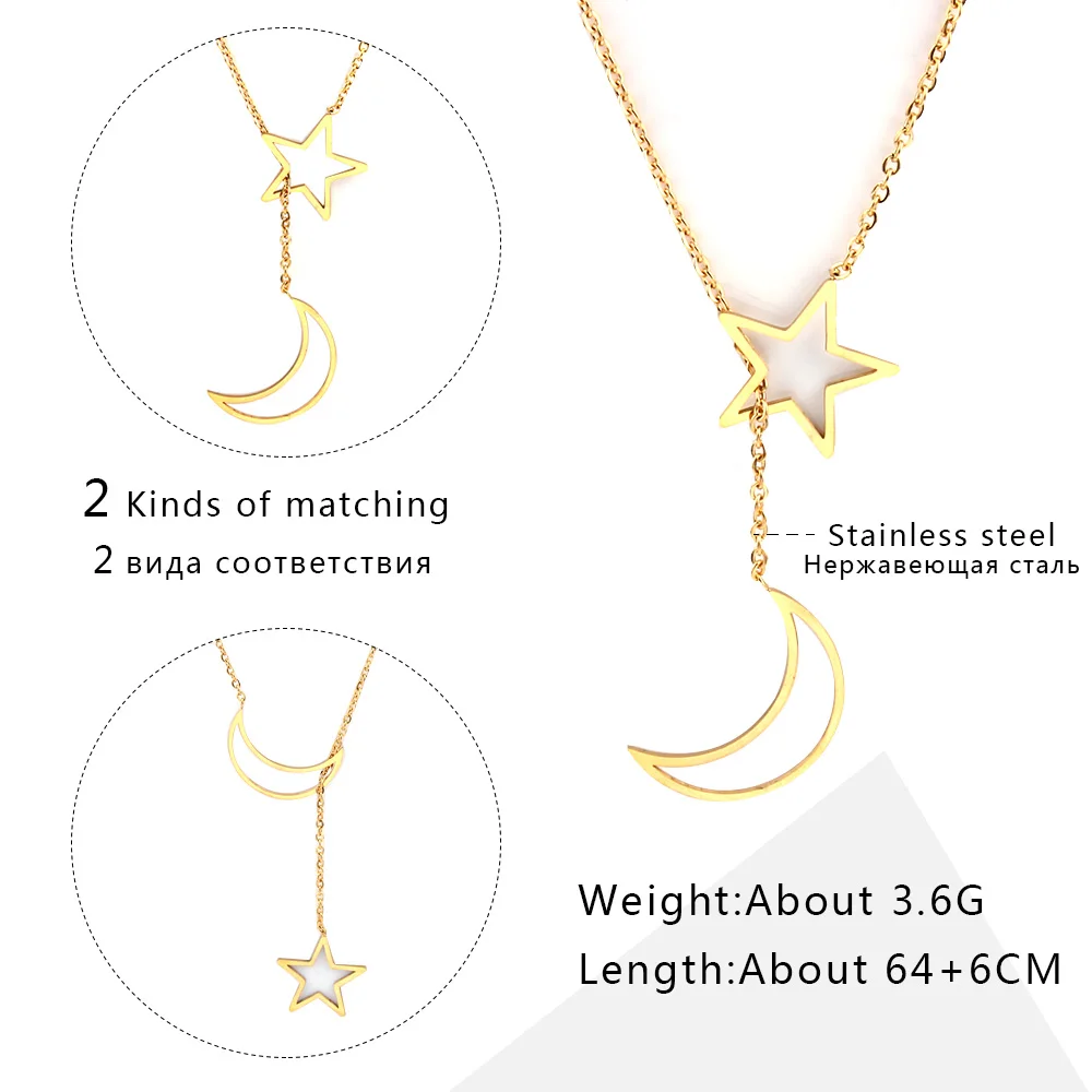 Ожерелье из нержавеющей стали для женщин ожерелье со звездами и сердцами