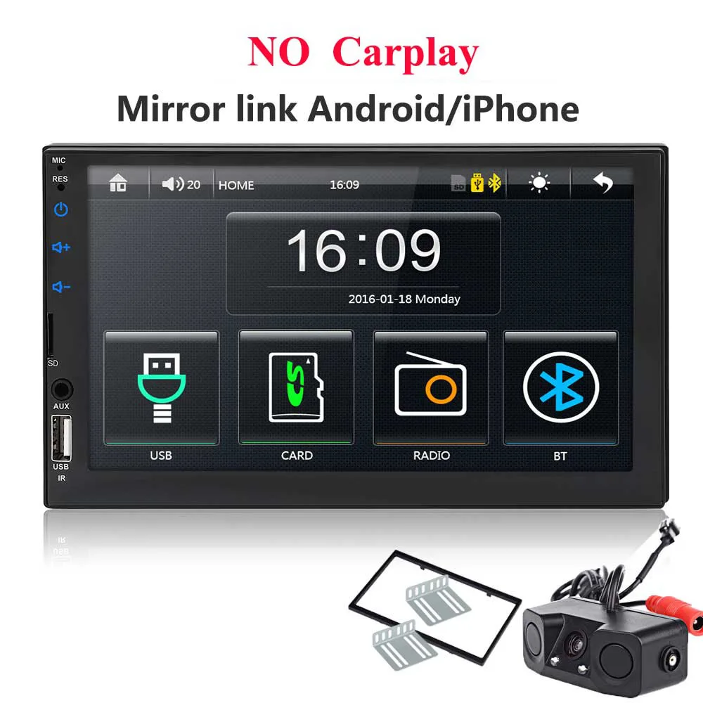 2 din автомагнитола " HD сенсорный экран плеер mirrorlink Android 9 Iphone MP5/SD/FM/MP4/USB/AUX/Bluetooth Авто Аудио для камеры - Цвет: 7049 frame cam