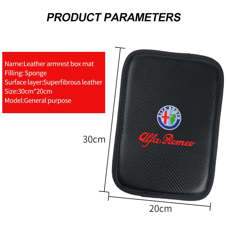 

Car Seat Armrest Cushion Carbon Fiber Leather Center Console Protection Pads For Alfa Romeo Spider Giulia Giulietta 147 159