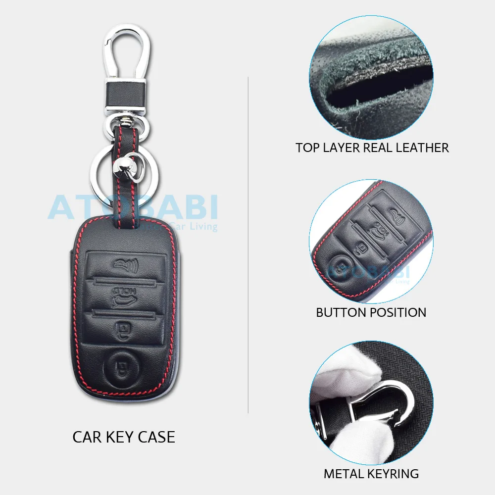 Кожаный чехол для автомобильных ключей с 4 кнопками смарт брелок дистанционным