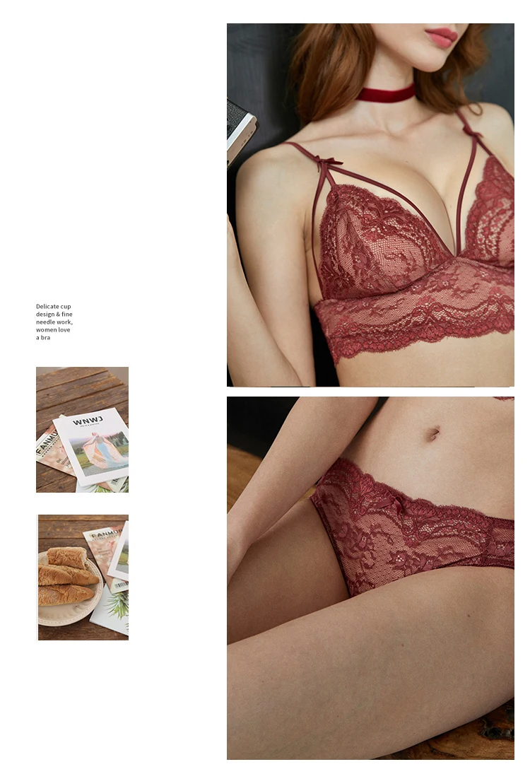 LILYMODA, треугольная чашка, женский сексуальный кружевной бюстгальтер, ультра тонкий бюстгальтер, наборы бюстгальтеров, женское нижнее белье, винтажное, красное, серое, черное