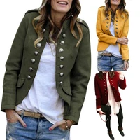 blazer women jackets long sleeve row buckle self cultivation small suit loose yellow red coat pattern hot style femme mujer