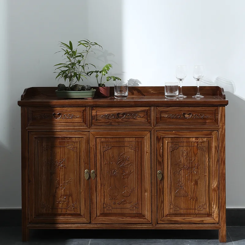 

GY Solid Wood Sideboard Chinese Style Cupboard Storage Wine Cabinet Elm Tea Cabinet Ming and Qing Antique Reproduction Furniture