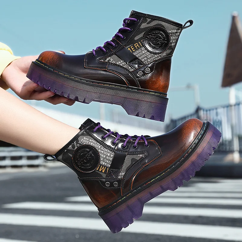 

Allwesome Winter Motocyle Martins Boots Women High Platform Ankle Shoes High Top Waterproof Dr Boot Big Size Chunky Ankle Shoes