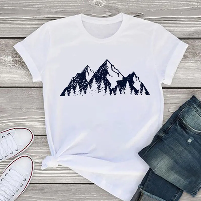 

B16 T-shirt Women Aesthetic moon Print Fashion Harajuku Girl Casual White Top T Shirt 2021 New Summer Female TShirt Clothing