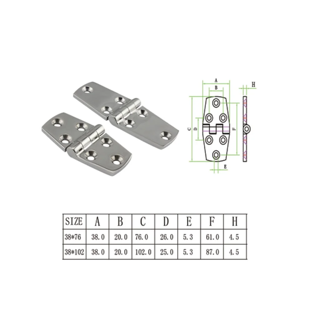 

Stainless Steel 316 Cast Door Strap Hinge With 6 Holes 76mm 102mm Mirror Polishing Marine Hinges Boat Yacht Hardware