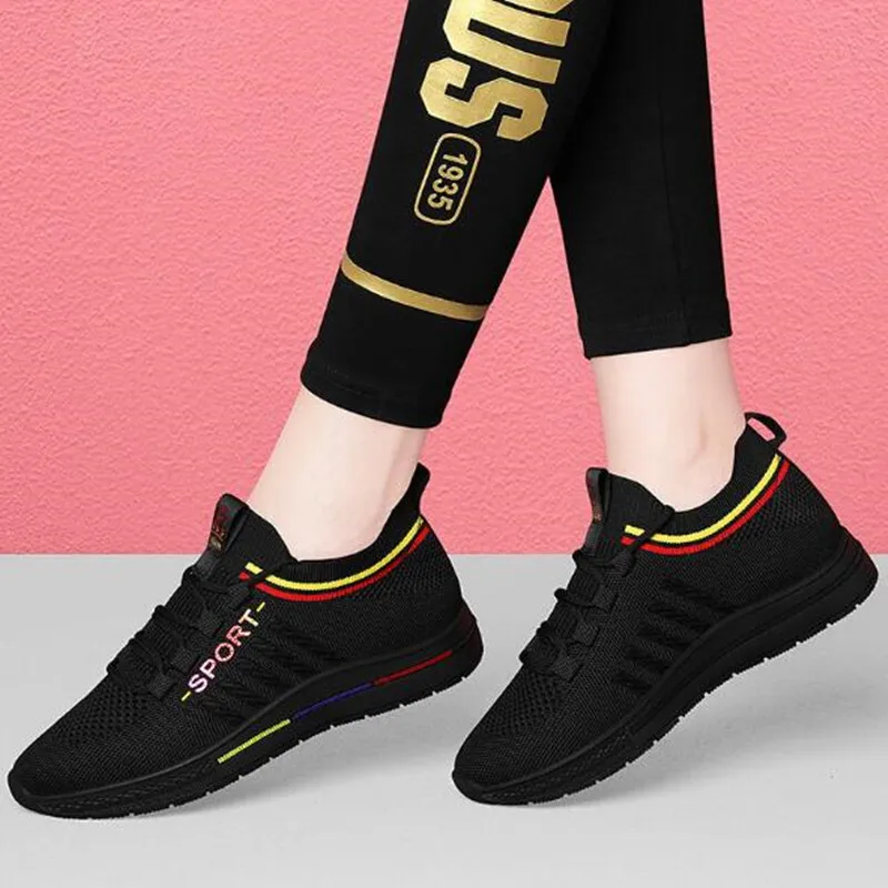 

Кроссовки женские цветные, Вулканизированная подошва, на шнуровке, повседневная спортивная обувь для ходьбы, тенниса