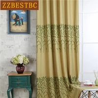american minimalist pastoral embroidery curtains for living room bedroom high quality polyester cotton curtains for kitchen
