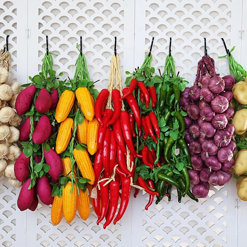 Искусственный овощной чесночный шнур для ресторана, отеля, дома, сада, свадьбы, кухонного декора M6CE on.