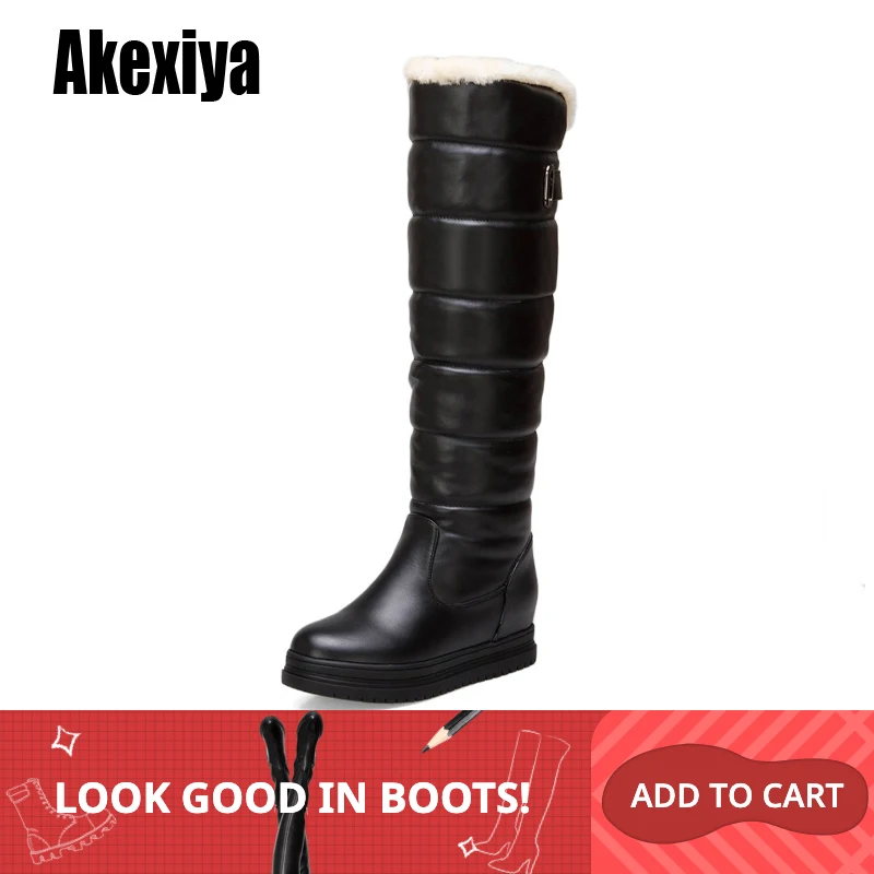 Модные женские сапоги до колена Женские зимние Обувь с рифленой подошвой и