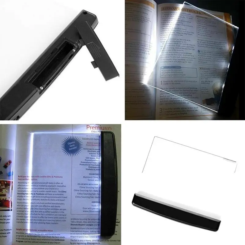 

Adjustable Brightness Black LED Flat Transparent Panel Lighting Spread Lamp Night Reading Vision R3S1