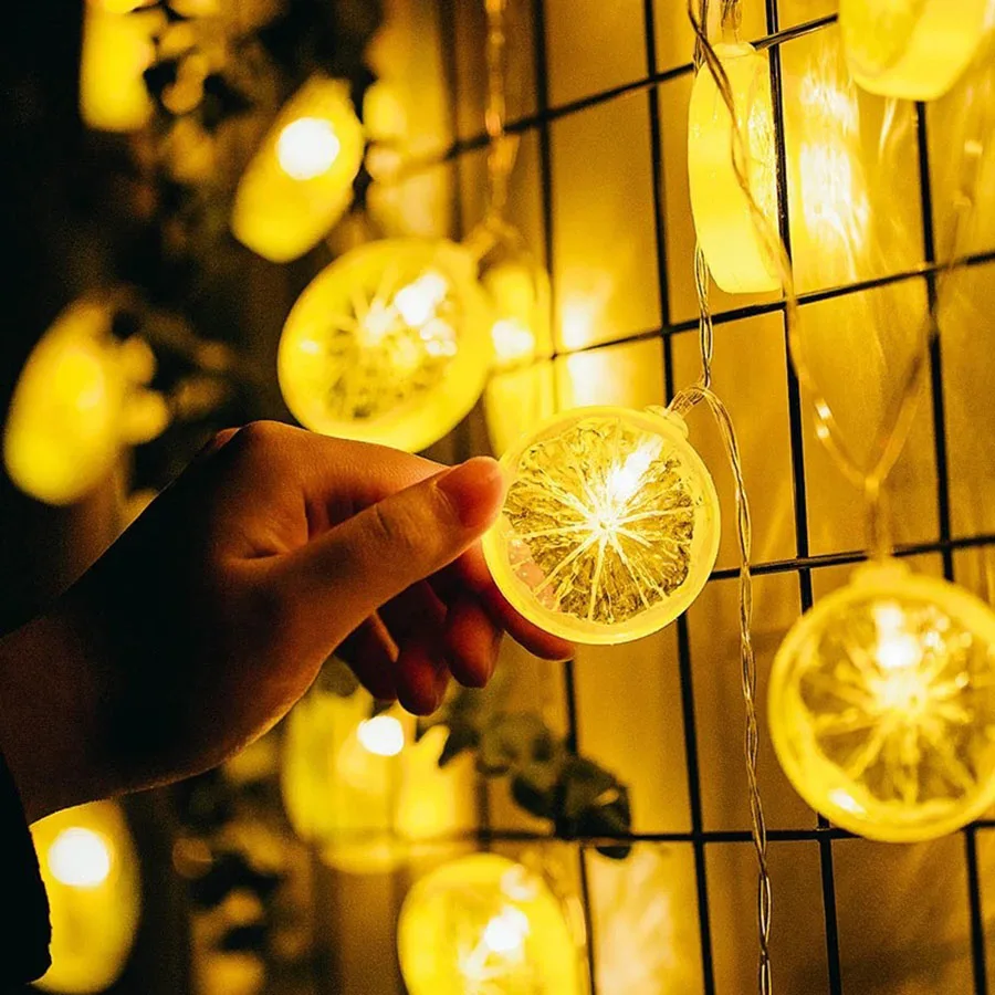 

Fruit Lemon Slice String Light LED Flashing Fairy Light Battery Powered Indoor Outdoor Garland Lighting For Wedding Party Garden