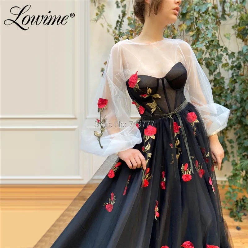 Женское вечернее платье с вышивкой черно белое для выпускного вечера 2020|Вечерние