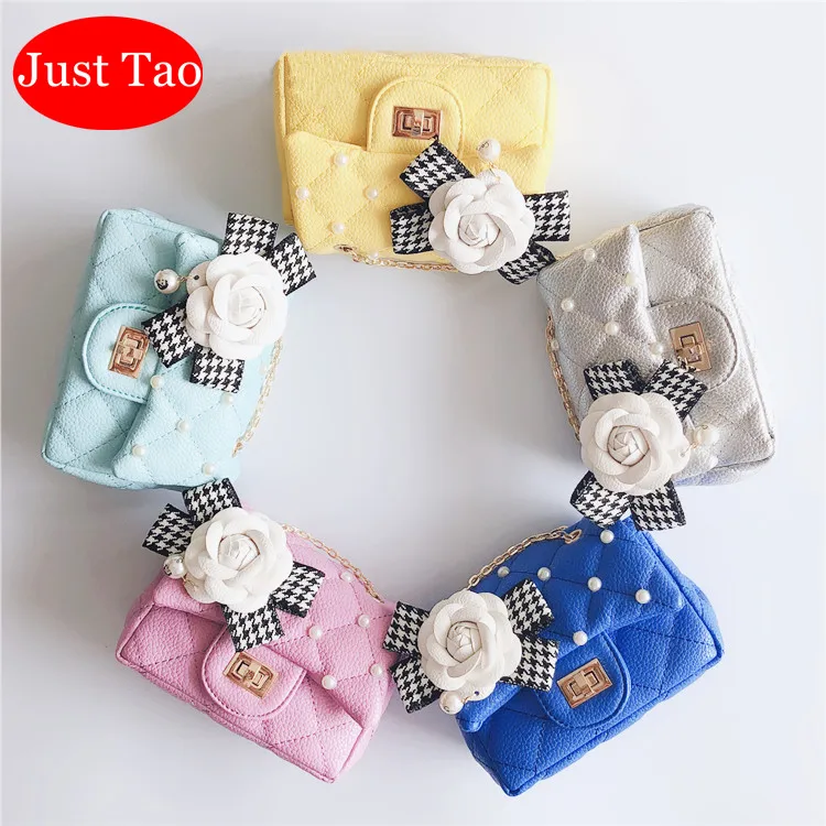 DHL Free Shipping Just Tao Childrens Flower Pearl shoulder bags Girls Mini messenger bag Kid leather coin purse new Bags  JTD017