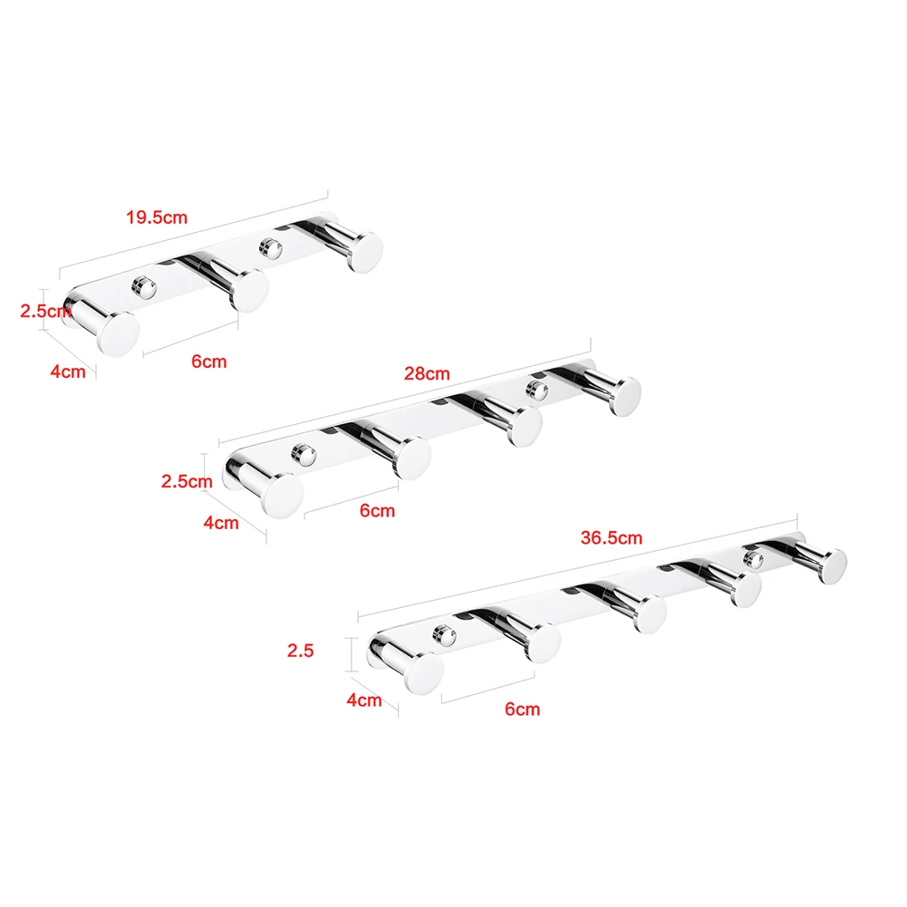 

Towel Hook Bright Polishing 304 Stainless Steel Towel Robe Coat Rack Rows of Four Hooks Silver Bathr