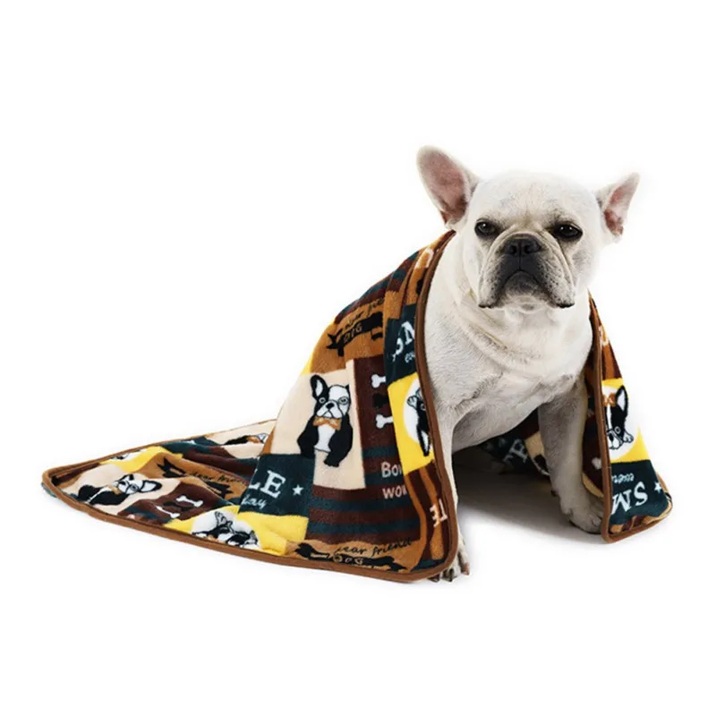 Одеяло для собаки коврики флисовые французские одеяла с бульдогом зимнее теплое