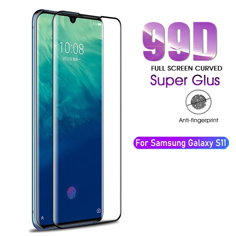 Изогнутое закаленное стекло 99D для Samsung Galaxy S20 S10 S8 S9 Plus Note 8 9 10 Защитная пленка