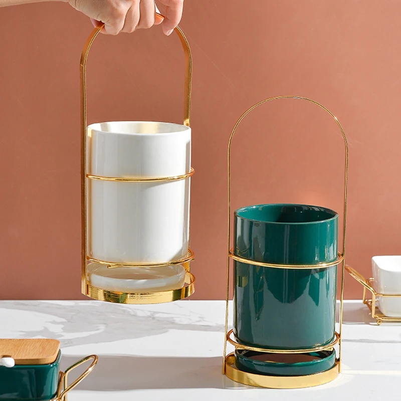 

Iron Art Ceramics Chopstick Holder Home Kitchen Supplies Tableware Storage Tank Drain Rack