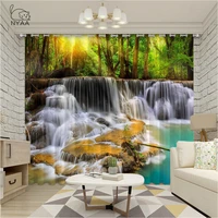 exotic waterfall and lake landscape curtains french window printed bedroom curtains floral curtain decorative micro shading
