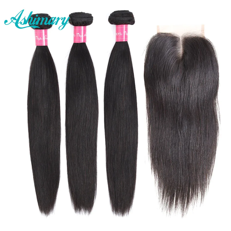 Прямые волосы Ashimary пучки с застежкой человеческие Remy 3 пряди перуанпряди волос
