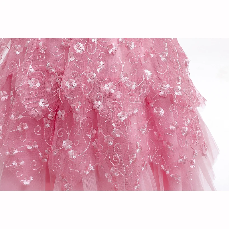 Свадебные платья для девочек Сетчатое платье-пачка с бантом и цветочным узором