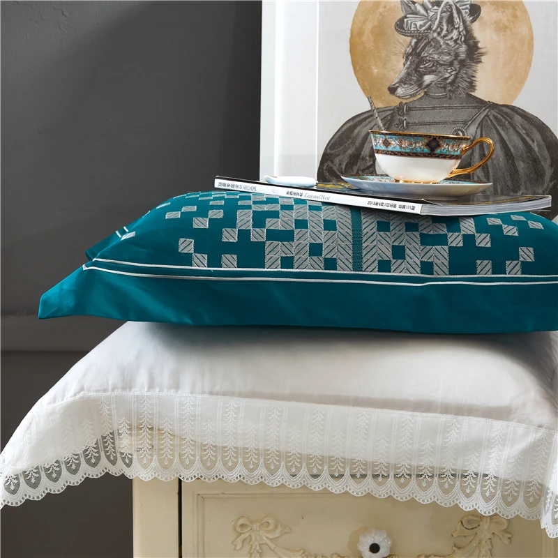 

Blue Pure Cotton 4/6/7Pieces Bedding Set Duvet Cover Pillowcase Bed Sheets Cushion Cover Bedspread Embroidery Fashion Starry Sky