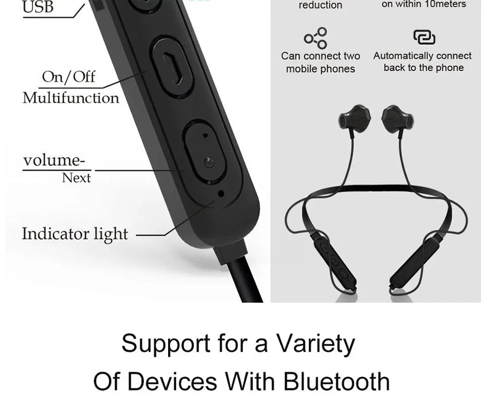 Roreta беспроводные Bluetooth наушники стерео спортивные наушники с микрофоном шумоподавление ушной крючок гарнитура для iPhone samsung