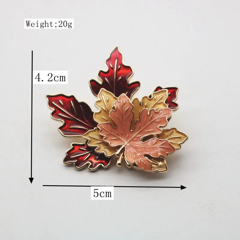 

Pinkdudu Fashion Autumn Jewelry Enamel Pin Metal Maple Leaf Brooch Gold Lapel Pin Suit Vintage Large Brooches for Women PD046