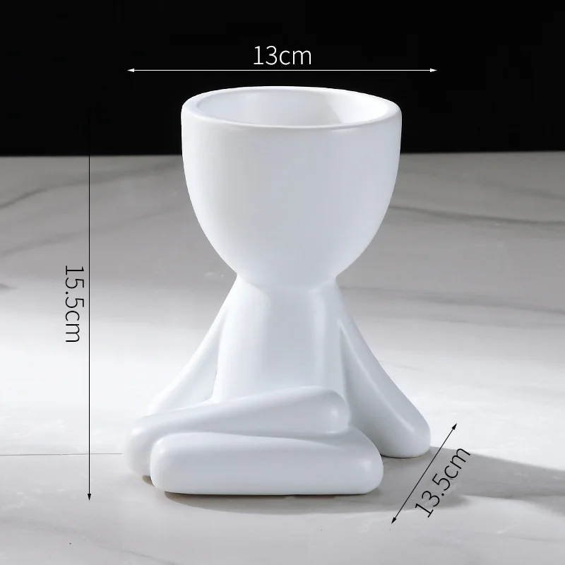 Гуманоид Керамика цветочный горшок персонажа сидя ваза скульптура горшки для