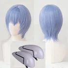 Высокое качество Аниме EVA Ayanami Rei короткие светло-голубые синтетические волосы термостойкие косплей парик + парик Кепка