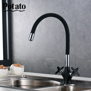 potato kitchen sink faucet black or white silica gel nose any direction cold and hot water for kitchen mixer tap p58322 free global shipping