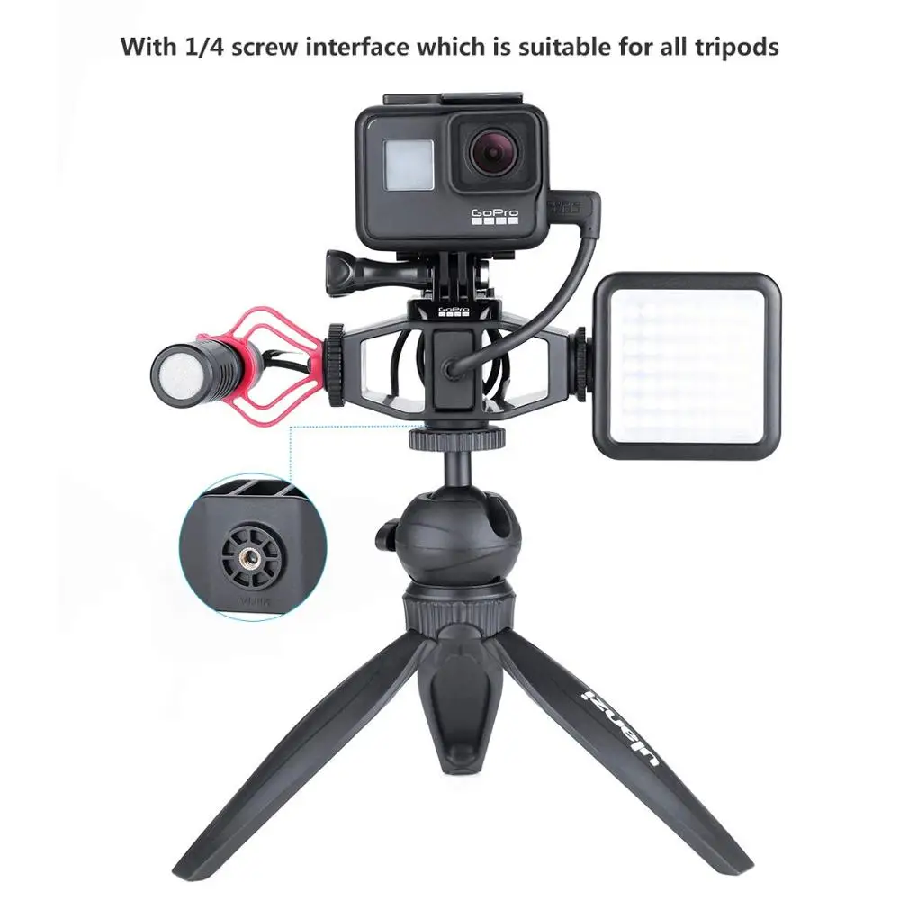 Микрофонный адаптер для GoPro Vlogging Setup Bracket w 2 крепление микрофона Штатив Адаптер Hero