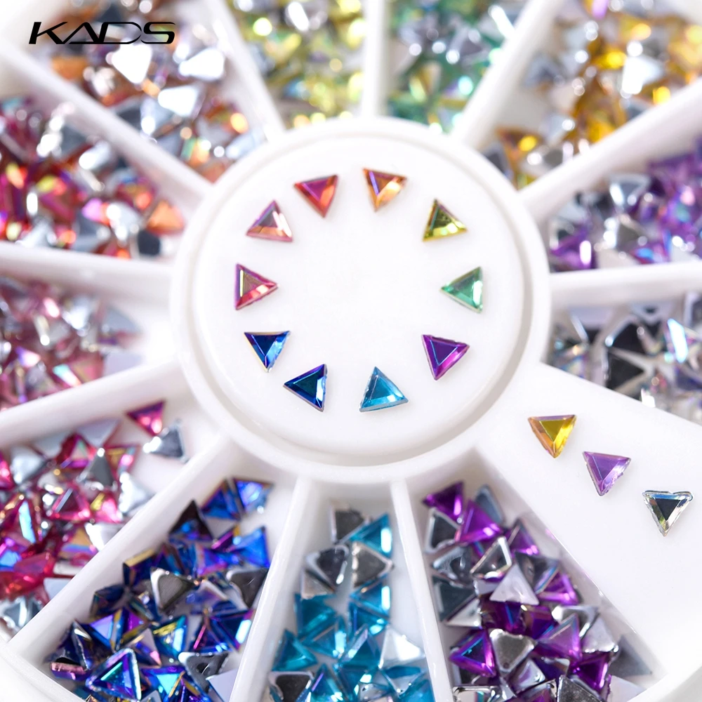 KADS 1.5*3 мм AB Цвет Треугольник 600pcs12 Стиль Красочные Искусство Ногтей Советы