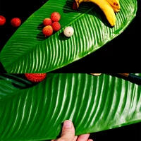 5pcslot tropical palm tree banana leaves monstera leaf artificial green plants wedding party table hawaiian garden decoration