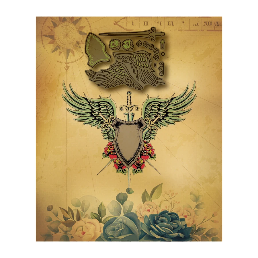 

2021 Cool Wing Steampunk Metal Cutting Die New Flower Scrapbook DIY Cardboard Paper Craft Knife Die Blade Punching Decoration
