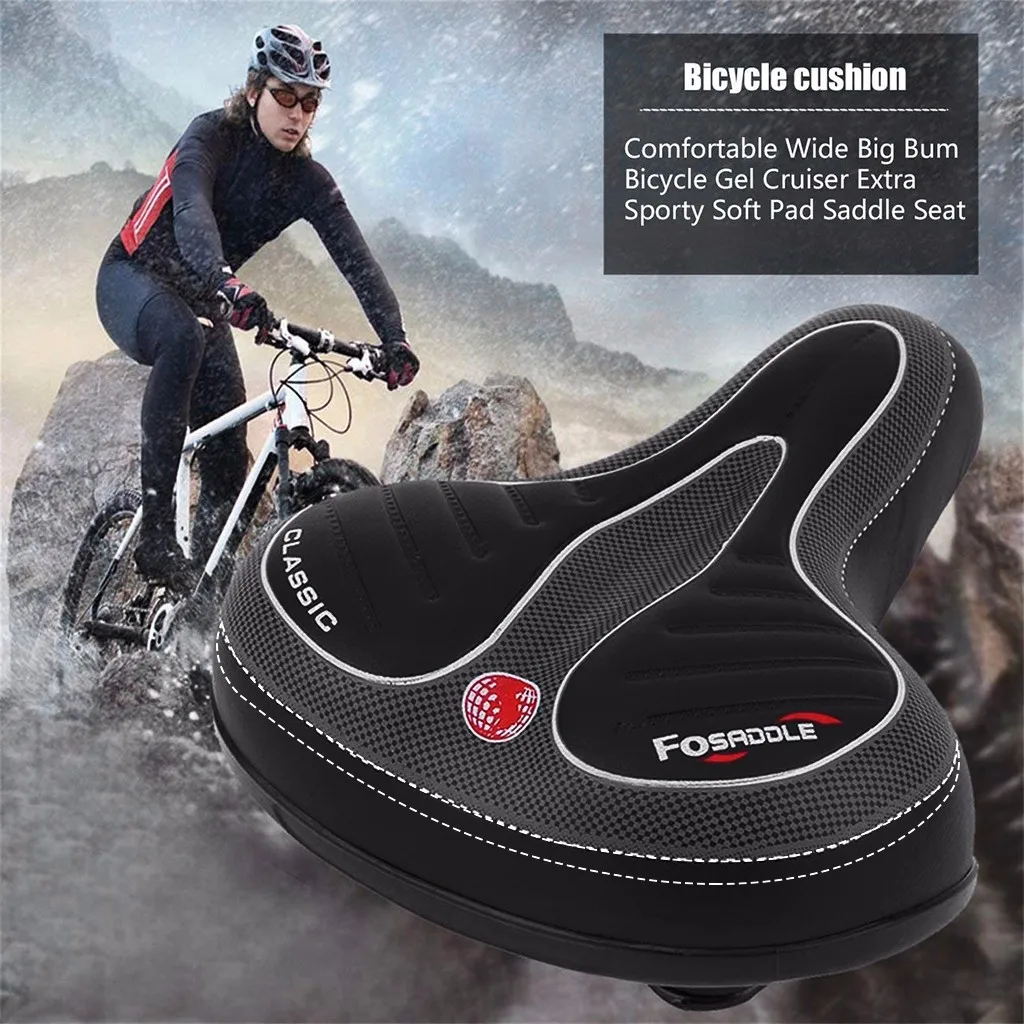 Bicycle Saddle Comfortable Wide Big Bum Bike Gel Cruiser Extra Sporty Soft Pad Seat Suitable For Any Type Of |