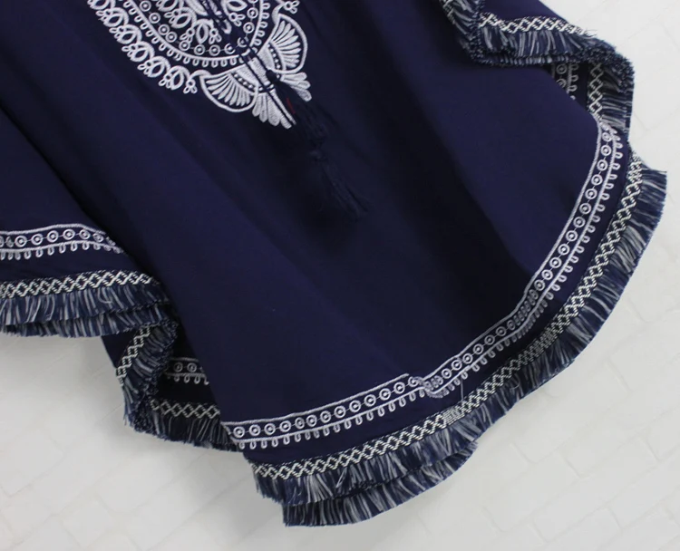 Женская хлопковая блузка с бахромой в стиле ретро Свободный пуловер рукавом