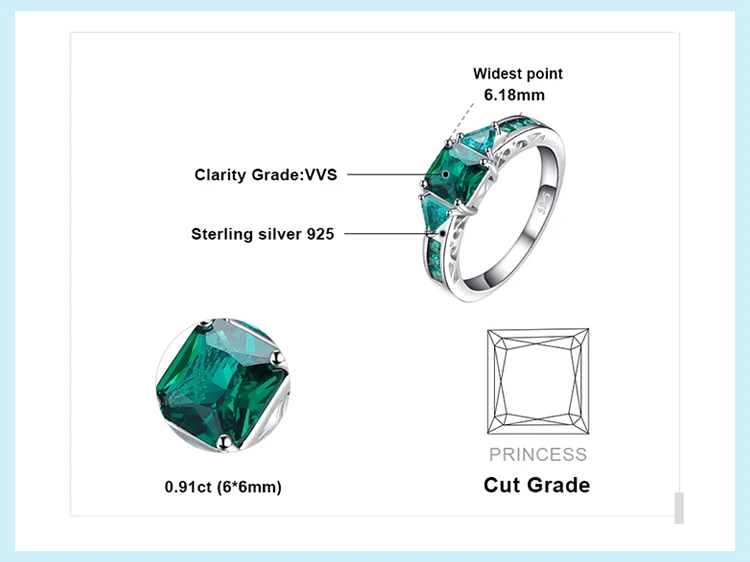 Jewelrypalace уступили 1.3ct Nano России имитация Изумрудный себе кольцо стерлингового серебра 925 silvern дружбы любовь подарок ювелирных изделий