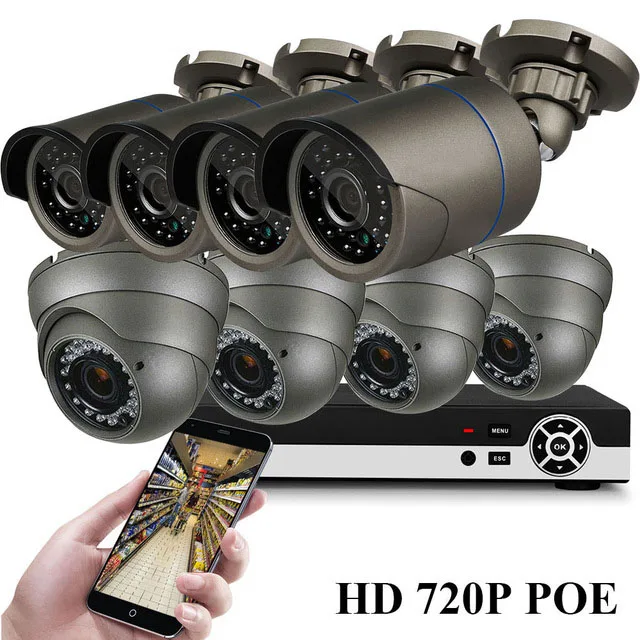 8CH 720P POE SYSTEM IP 1080p камера безопасности POE Система, аудио HD 1080P IP система видеонаблюдения, подключи и работай, пульт дистанционного управления телефоном, обнаружение движения H.265 - Цвет: 8CH 720P POE SYSTEM