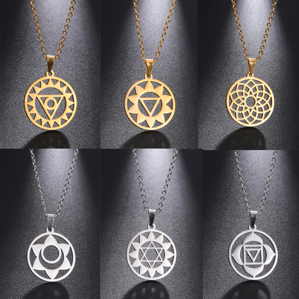 

Skyrim 7 Чакра ожерелье для йоги Sahasrara Muladhara духовная подвеска на шею цепи из нержавеющей стали амулет ювелирные изделия-талисманы подарок