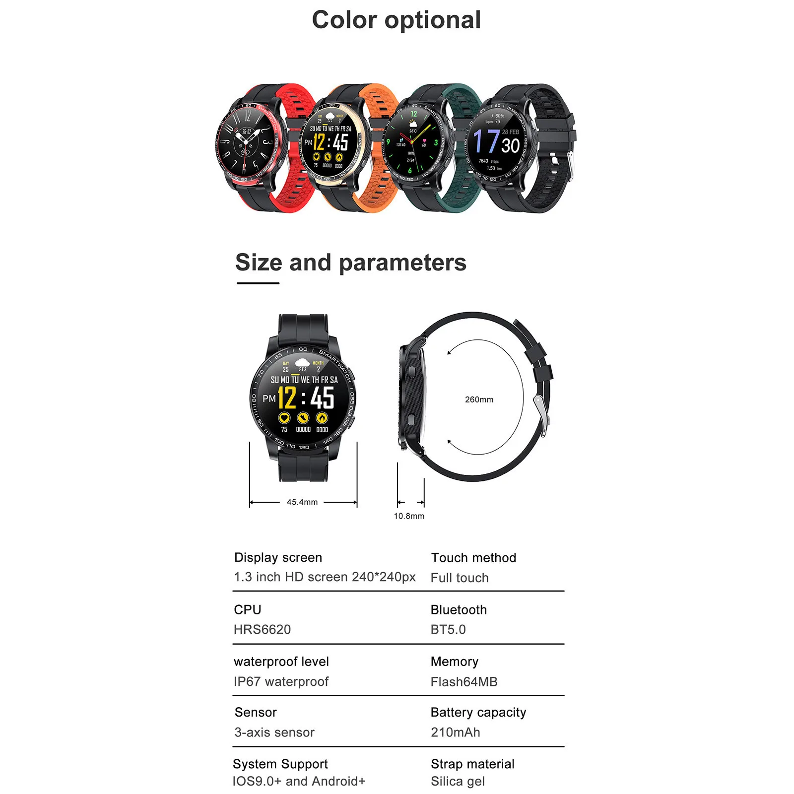 

GW20 Bluetooth Call Fitness Monitoring Monitoring Music Control Smart Watch