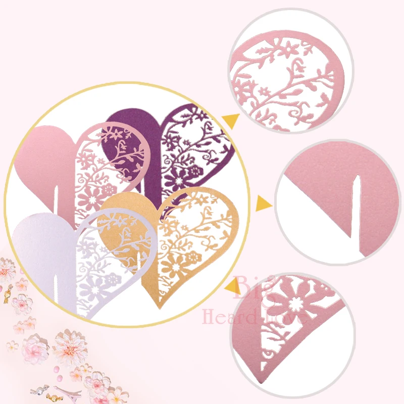 25 шт. стакан для вина с лазерной резкой в форме сердца бумажная открытка