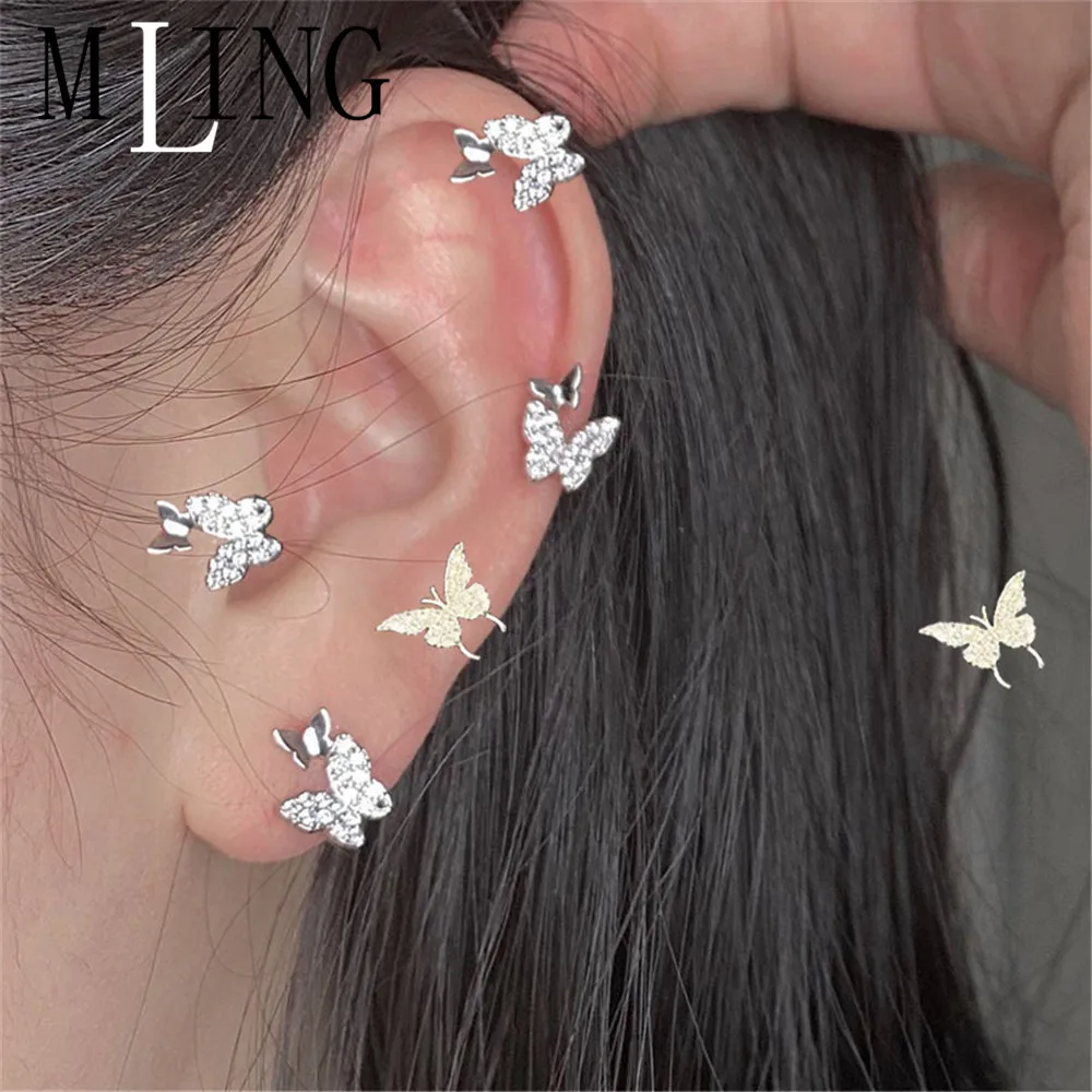 MLING 1 шт. Винтажные серьги-бабочки из золотого сплава с кристаллами | Украшения и
