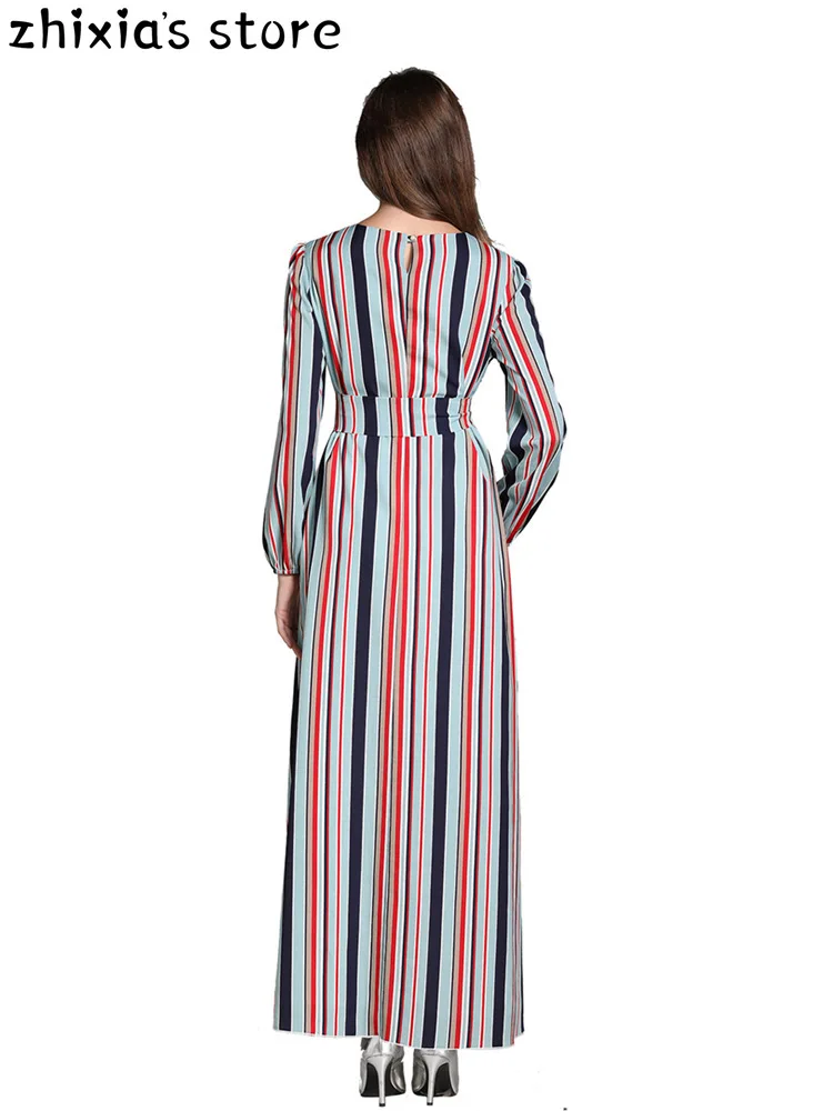 

Muslim Dress New Large Size Waist Hugging Expandable Slim Striped Dress Abaya Dubai Turkey Kaftan Caftan Islam Clothing Dresse